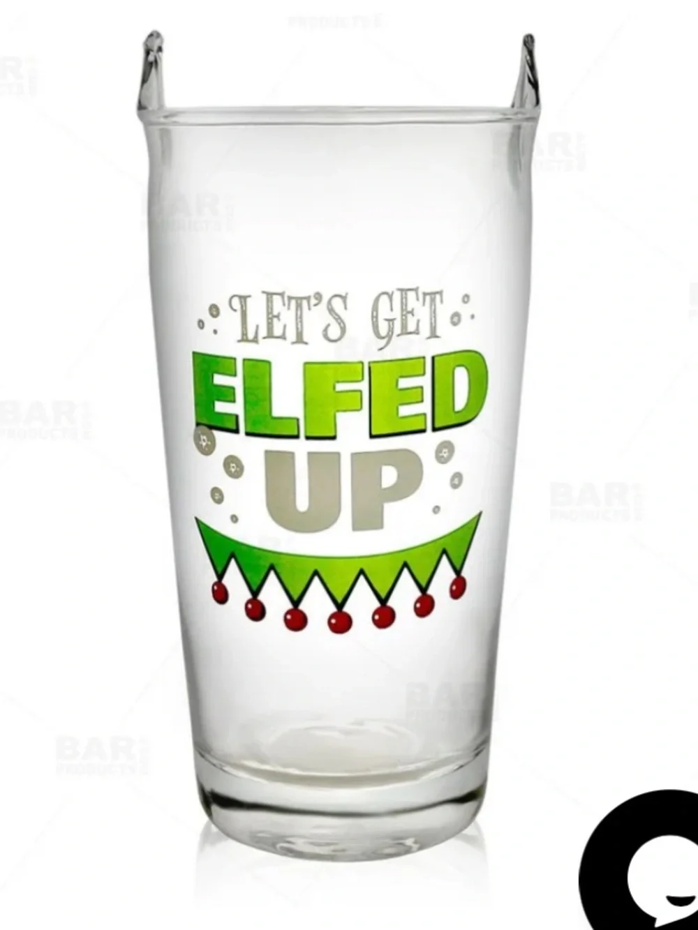 Let's Get Elfed Up Pint Glass - Holiday Green/Red 16oz